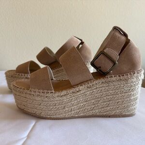 Soludos Tan Platform Wedge Sandals
